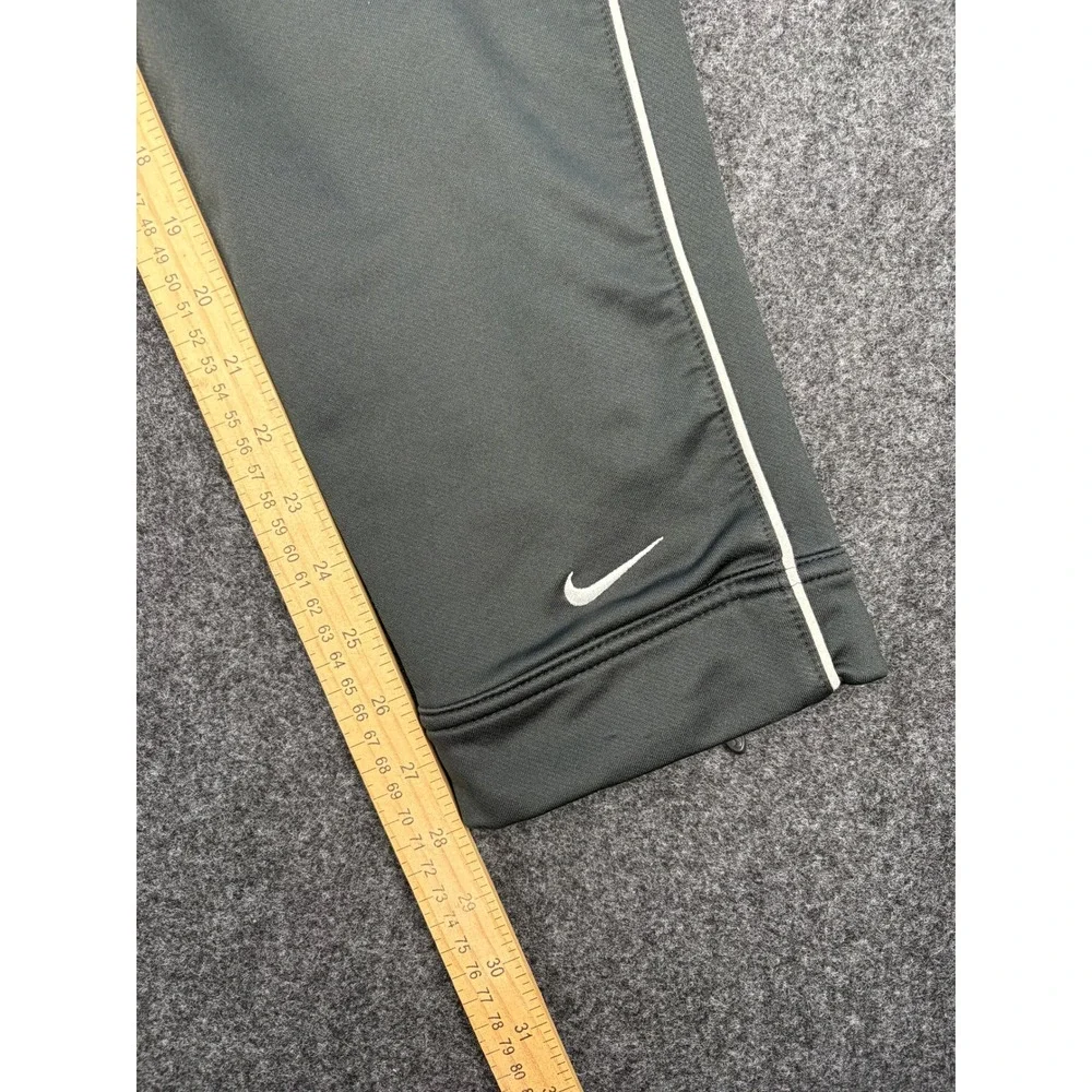Nike Team Fit Dry Track Pants Mens Small Gray White Stripe Ankle Zip Athletic